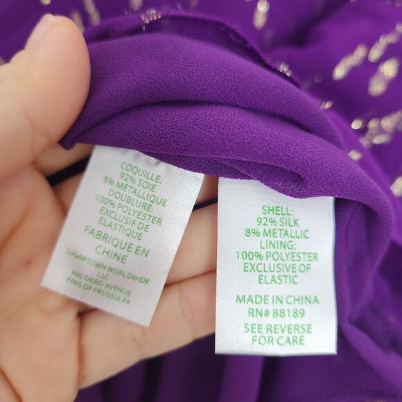 Lilly Pilitzer Idina Silk Top M Purple Party Resortwear Metallic Shimmer - Picture 4 of 7
